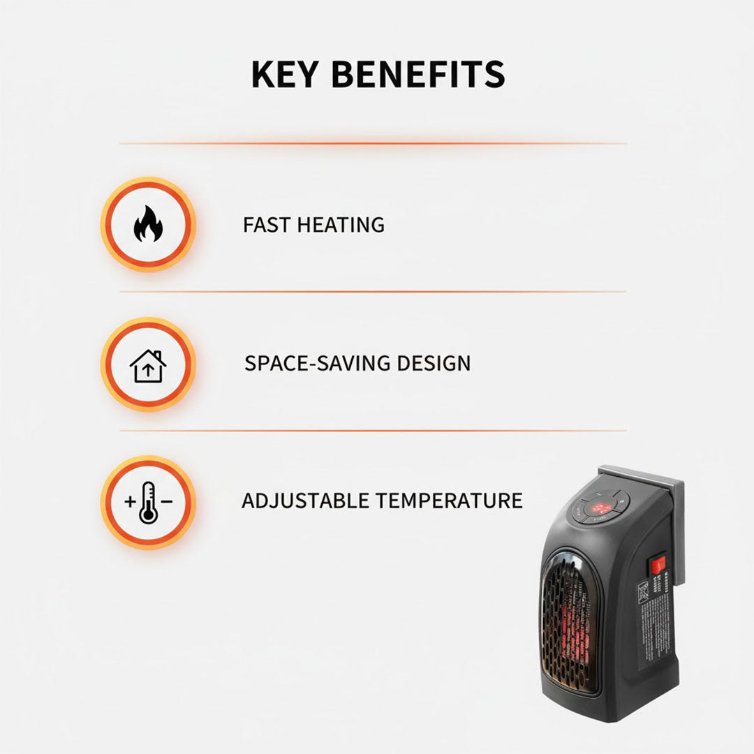 Compact fan heater with ceramic heating technology