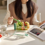 Practical Glass Salad Bowl with Lid – Fresh Ingredients, No Soggy Salads