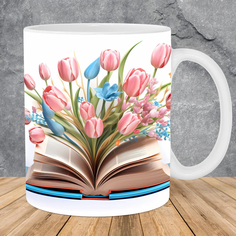 Kreative Blumige Kaffeetasse für Bücherliebhaber – Perfektes Geschenk