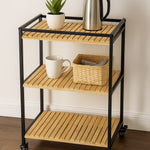 Praktischer 3-stufiger Bambuswagen, 47x33x77cm, Naturbelassen
