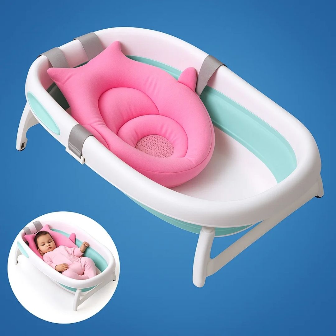 Baby Bath Support – Non-Slip Padding – Quick-Dry Fabric – Safety Sling for Newborns