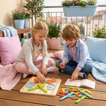 Wooden puzzle toy with Montessori design for creative nail games