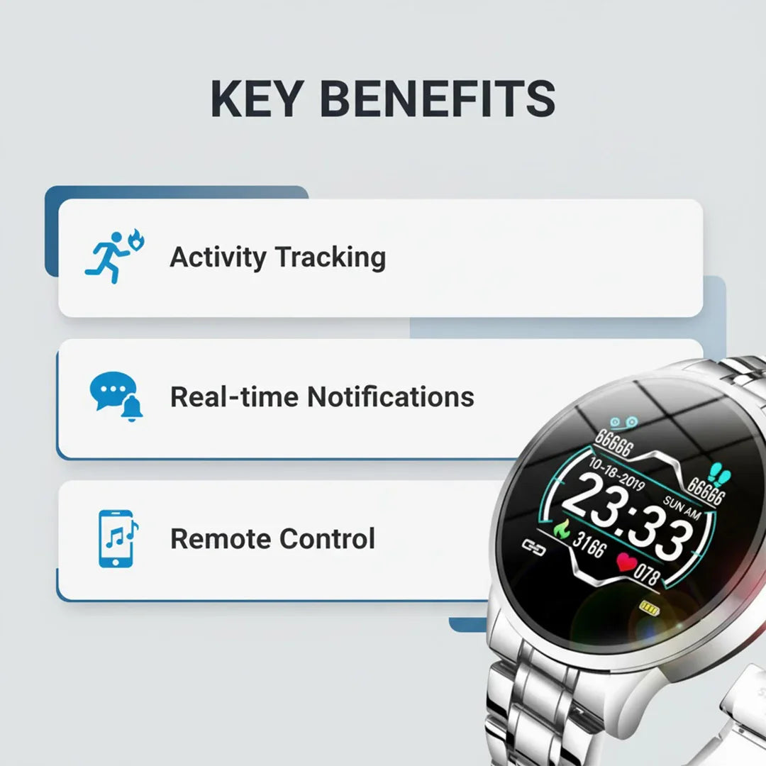 Elegant Smartwatch with Fitness Tracking and Notifications