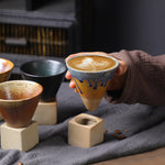 Large Ceramic Coffee Cup with Tapered Seam Base - Mug and Coaster Set