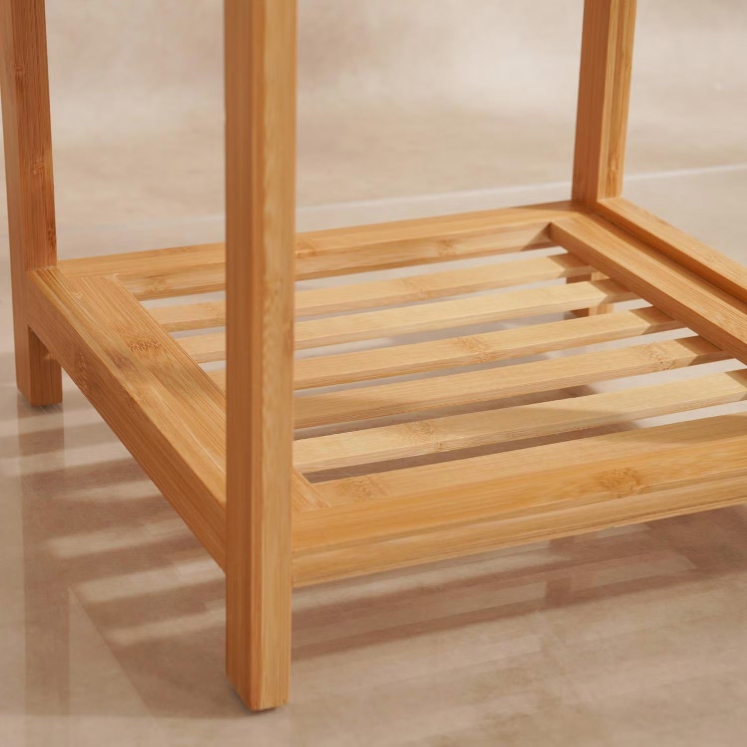 Dreistufiges Bambus Badregal, 30x30x57cm, Natürliche Optik