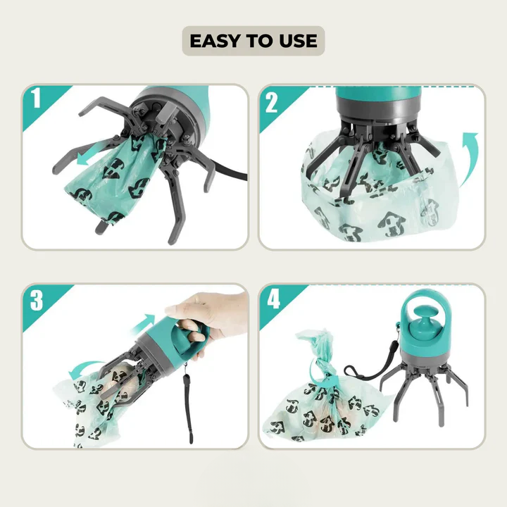 Dog waste collector with integrated bag dispenser – Contactless collection