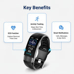 Smart fitness watch with ECG monitoring and activity tracking