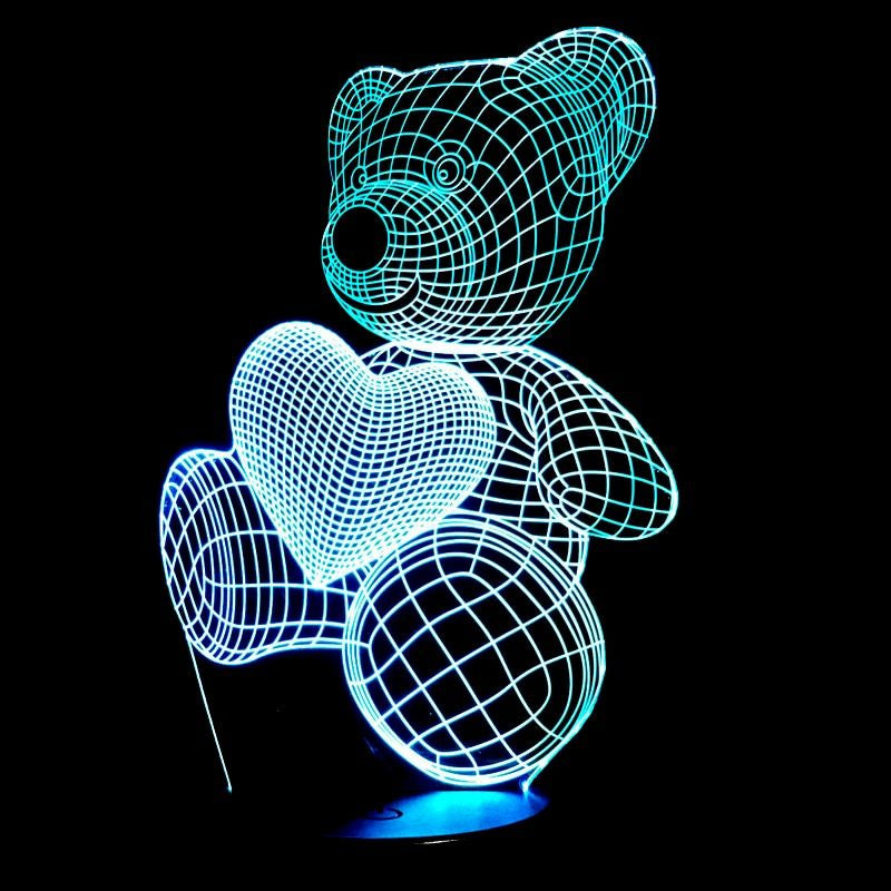3D Nachtlicht in Form eines Liebesbären