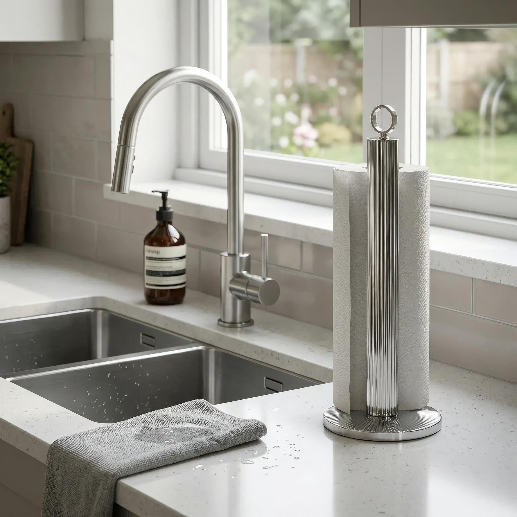 Stilvoller Küchenrollenhalter aus Edelstahl für moderne Küchen