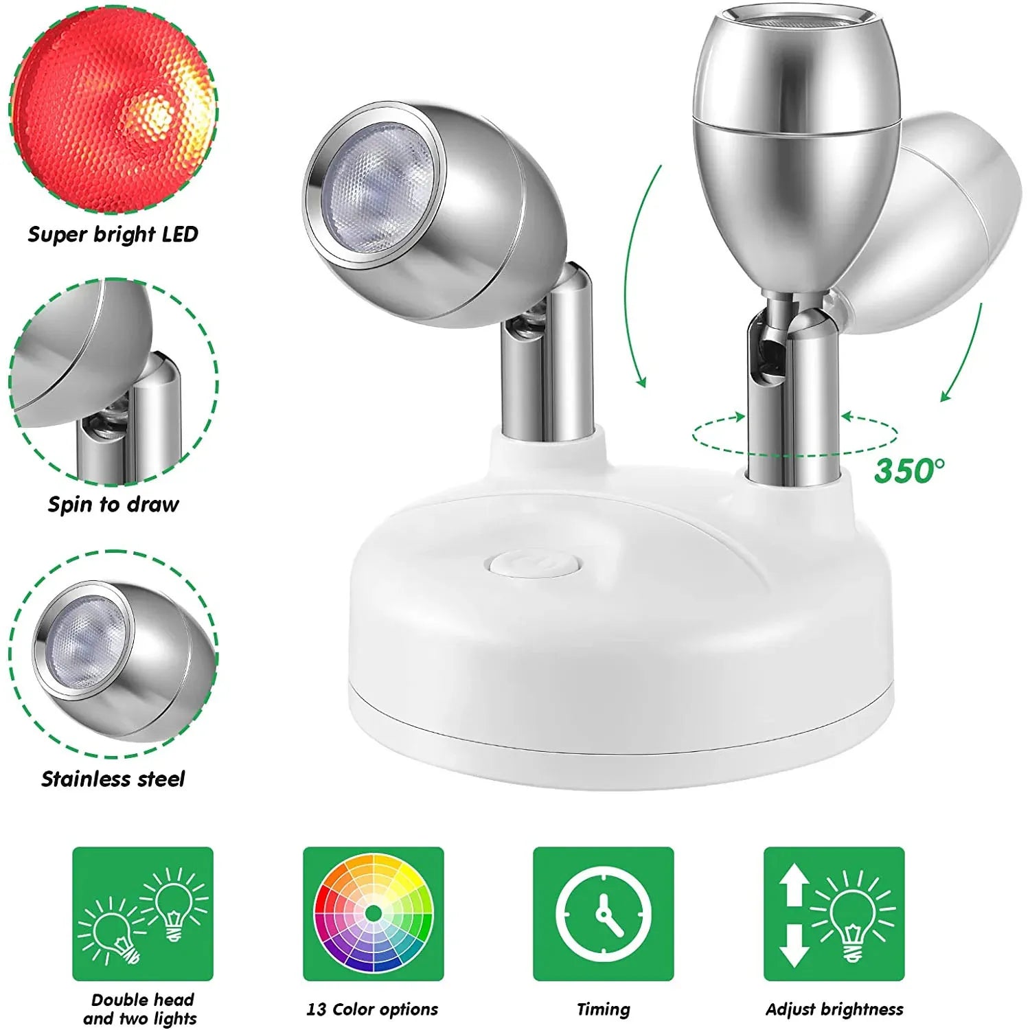 SmartLight Duo | Set of 2 Wireless LED Lights with Remote Control | RGB Color Change & Timer | Flexible for Creative Accents