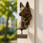 Willkommensglocke mit Schäferhund-Design – Elegante Wandglocke aus Bronze