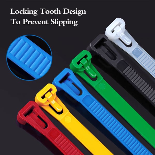 Reusable Nylon Cable Ties with Self-Locking Mechanism (100 Count)