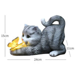 Sunshine Cat Figurine | Weatherproof | Cat with Butterfly | Garden and Patio Decoration