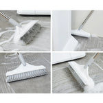2-in-1 Floor Cleaning Brush with Window Squeegee, 120-Degree Swivel Long Handle