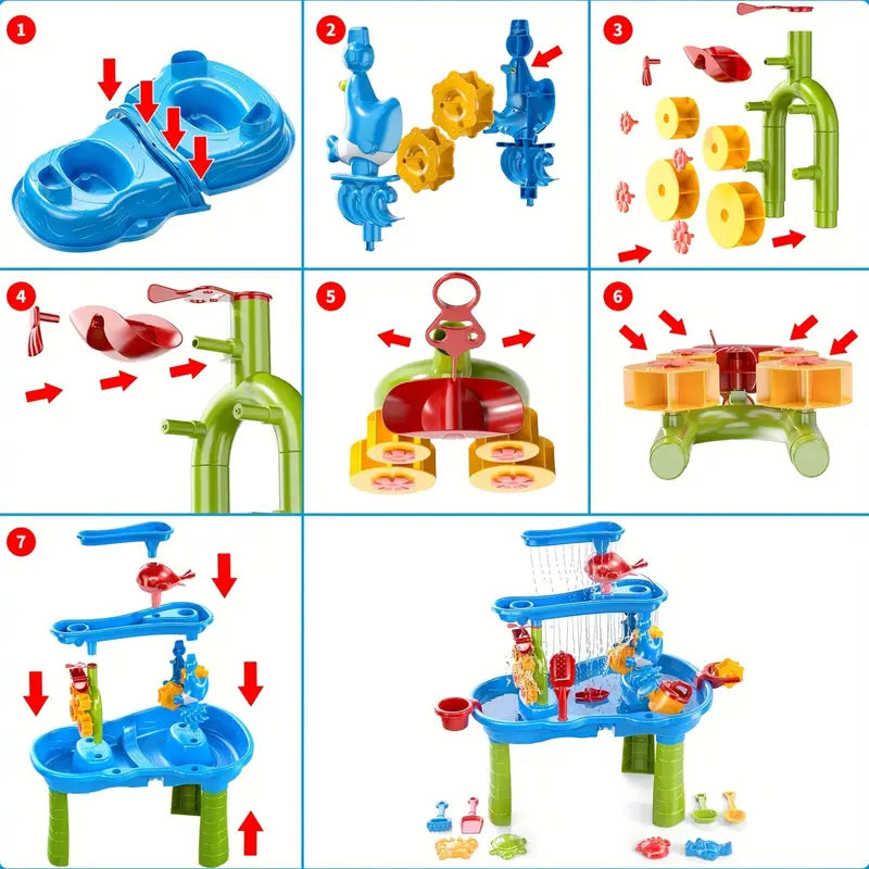 Bunter 3-stufiger Sand- und Wassertisch für Kinder