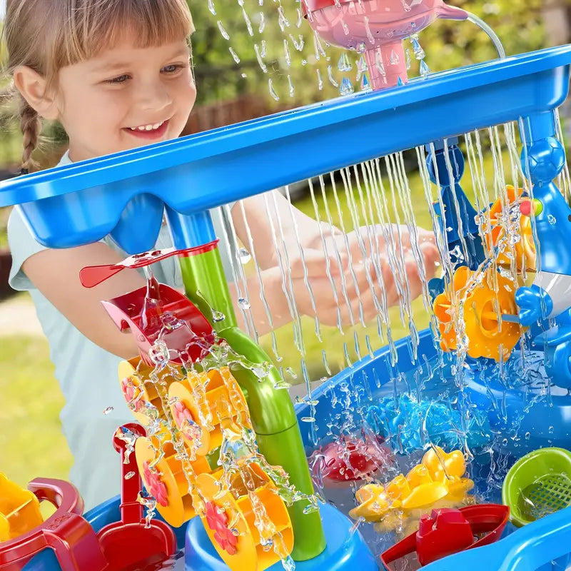 Bunter 3-stufiger Sand- und Wassertisch für Kinder