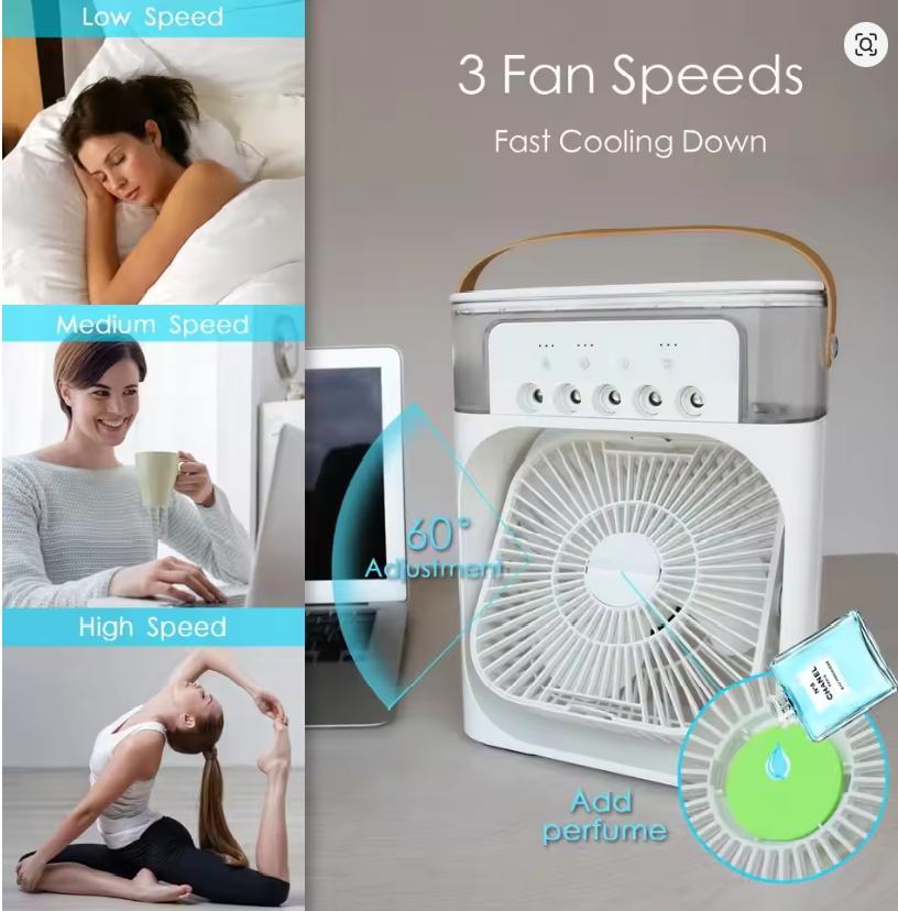 All-in-One USB Ventilator mit Befeuchter und LED Nachtlicht