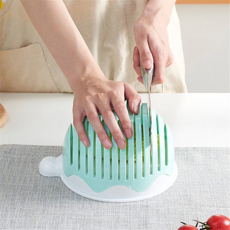 Multifunctional Salad Bowl with Cutting Aid