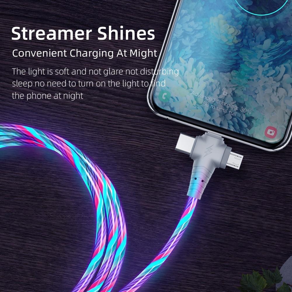 Multifunctional LED Charging Cable with Three Connectors