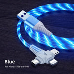 Multifunctional LED Charging Cable with Three Connectors