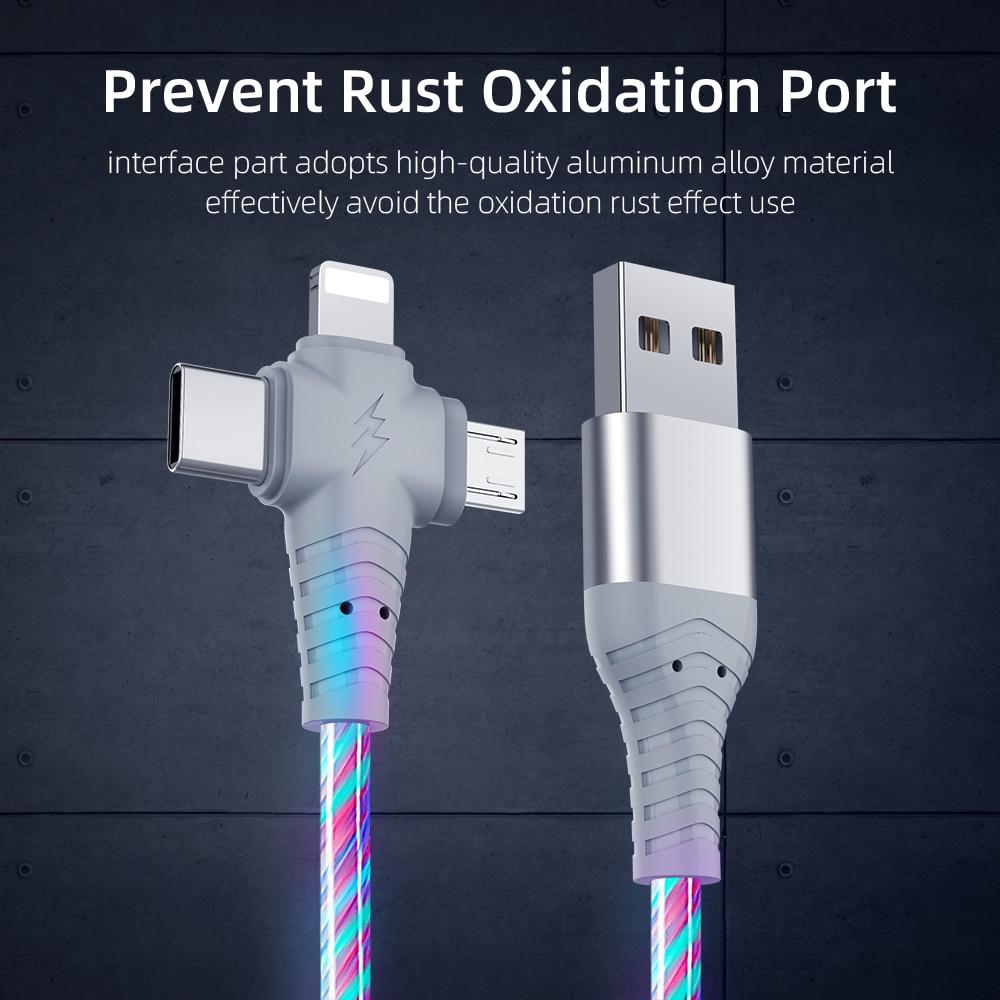Multifunctional LED Charging Cable with Three Connectors