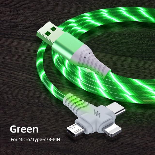 Multifunctional LED Charging Cable with Three Connectors
