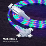 Multifunctional LED Charging Cable with Three Connectors