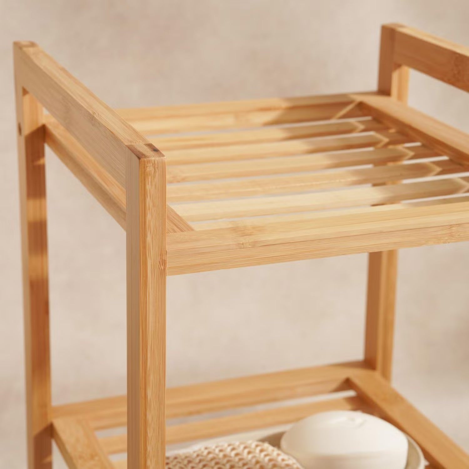 Eleganter 3-stufiger Badezimmerregal aus Bambus, 30x30x57cm
