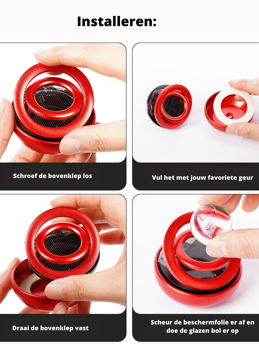 Solar Car Air Freshener – Elegant Rotating Design with Fragrance Stone