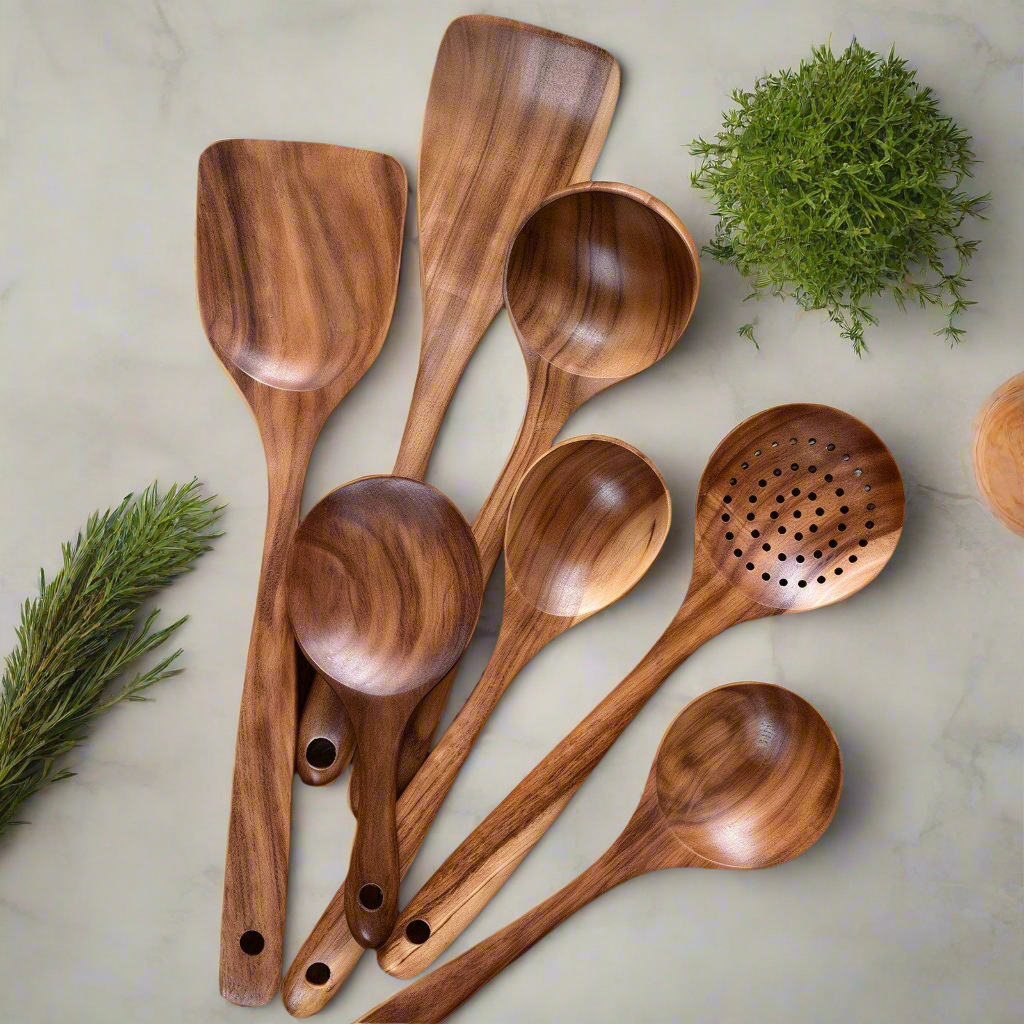 Teak Kitchen Utensil Set – Sustainable Antibacterial Kitchen Tools