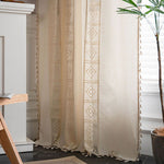 Beige Lichtfilter Gardinen-Set mit Ausschnitten und Splicing