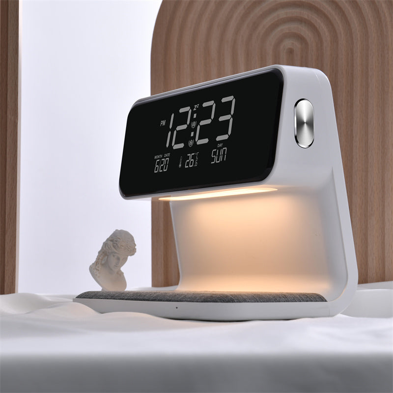 Multifunctional bedside lamp with charging function and clock