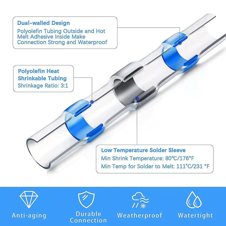 Wasserdichte Schrumpfverbinder – 50-teiliges Set für Kabelverbindungen