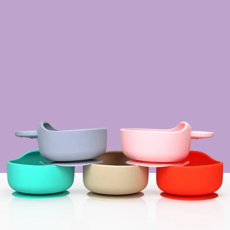 Non-slip Silicone Bowl for Babies with Spoon – Animal Design Feeding Set