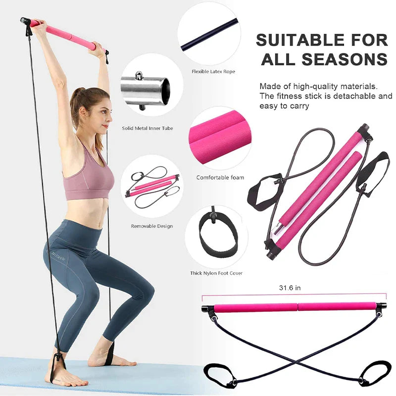 Fitness Bar with Resistance Bands – Full-Body Workout Made Easy