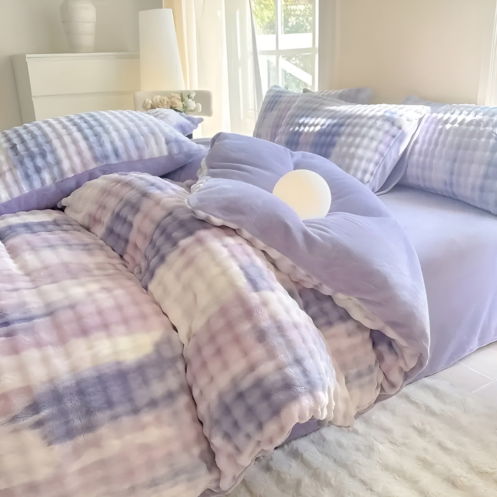 Cozy Plush Duvet Cover Set – Warm and Soft for Autumn & Winter | Reversible Design in Rabbit Fur & Milk Velour