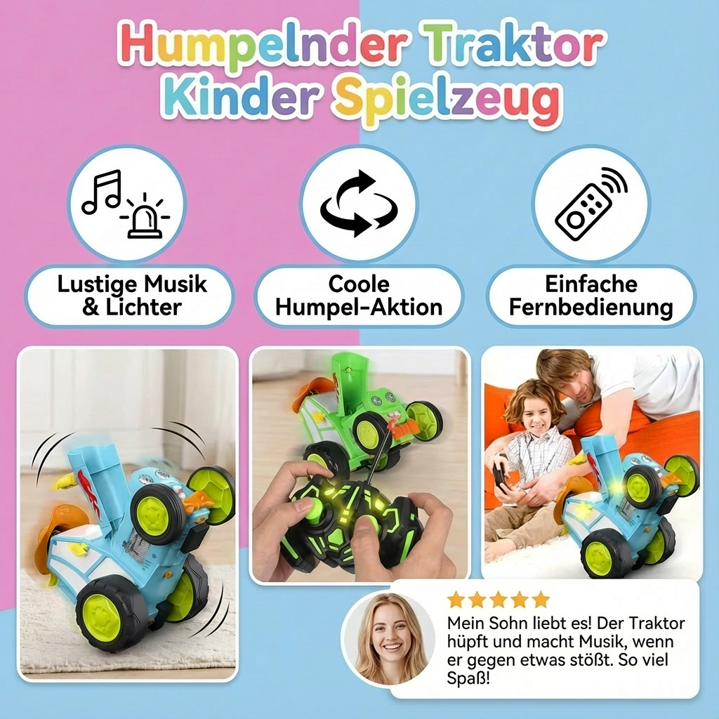 Toy tractor for children with limping function