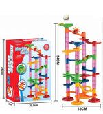 Playset with pillars for marble run building blocks