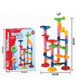 Playset with pillars for marble run building blocks