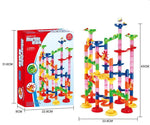 Playset with pillars for marble run building blocks