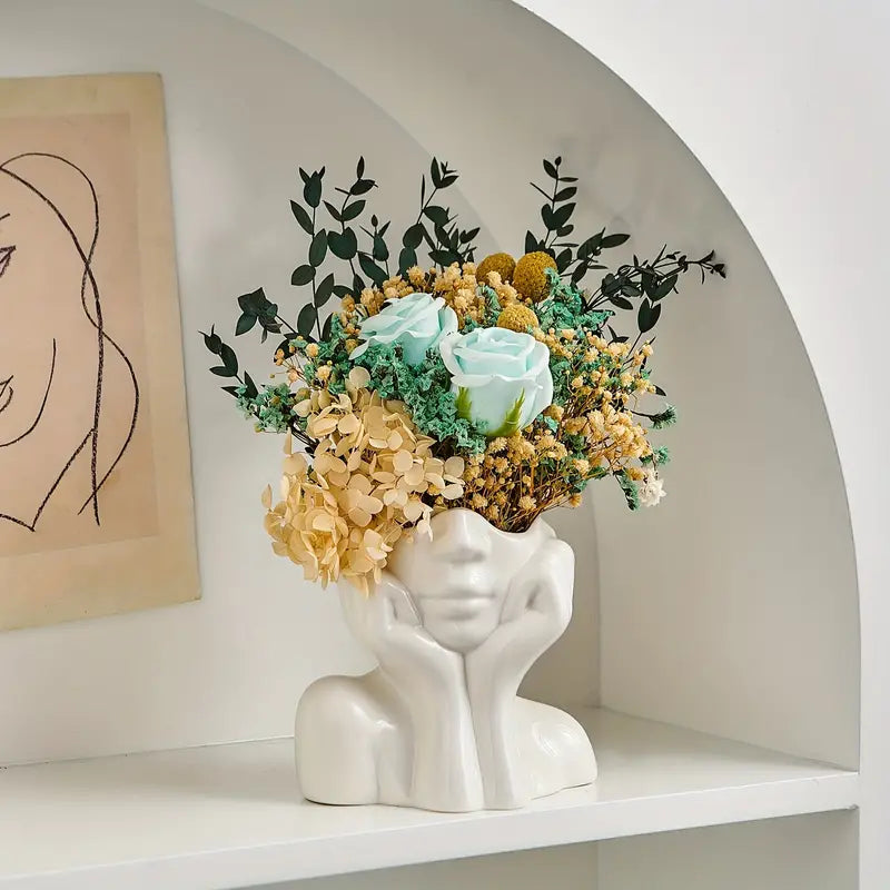 Moderne und stilvolle Keramikvase, Dekovase für Wohnzimmer und Büro