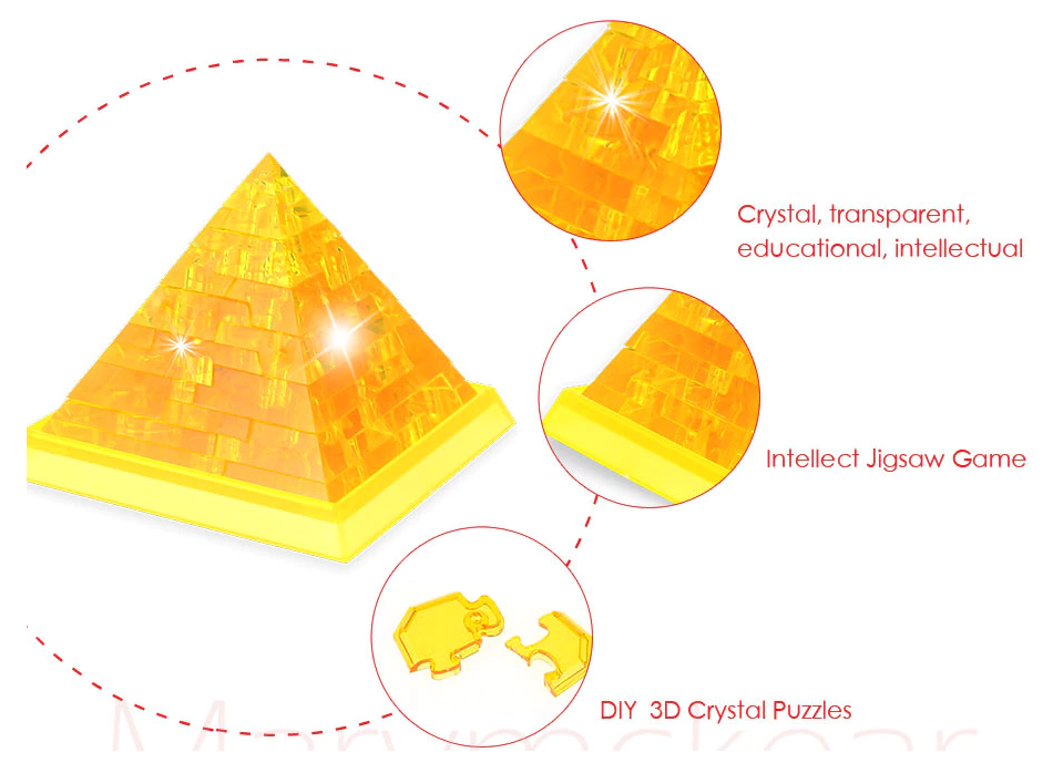3D Kristall Puzzle Pyramide mit LED-Beleuchtung