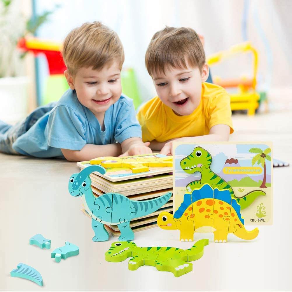 6-Piece 3D Dinosaur Puzzle Set for Kids