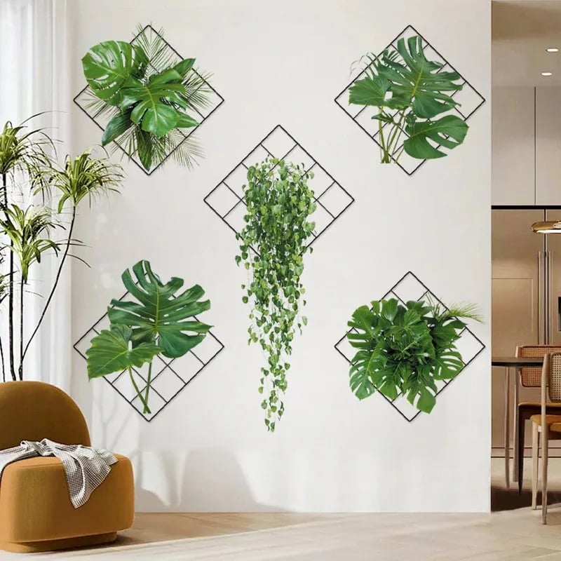 3D Wandaufkleber mit grünen Pflanzenmotiven