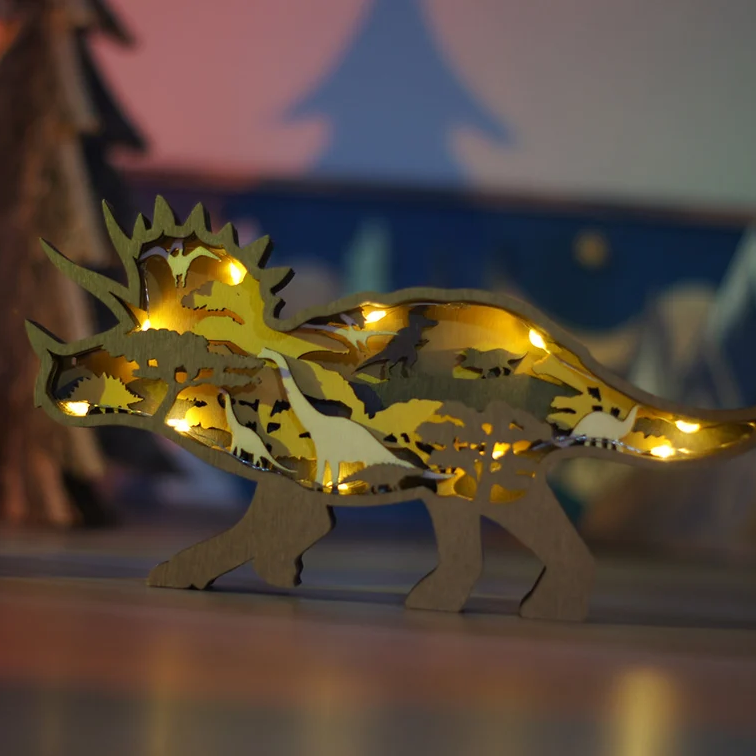 3D Wooden Carved Dinosaur Decorations