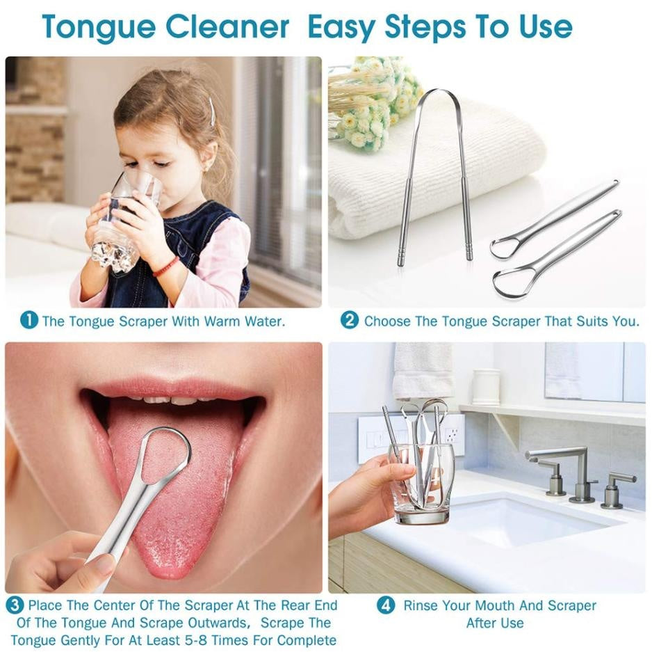 3-Piece Stainless Steel Tongue Cleaner Set | ZungenFrisch