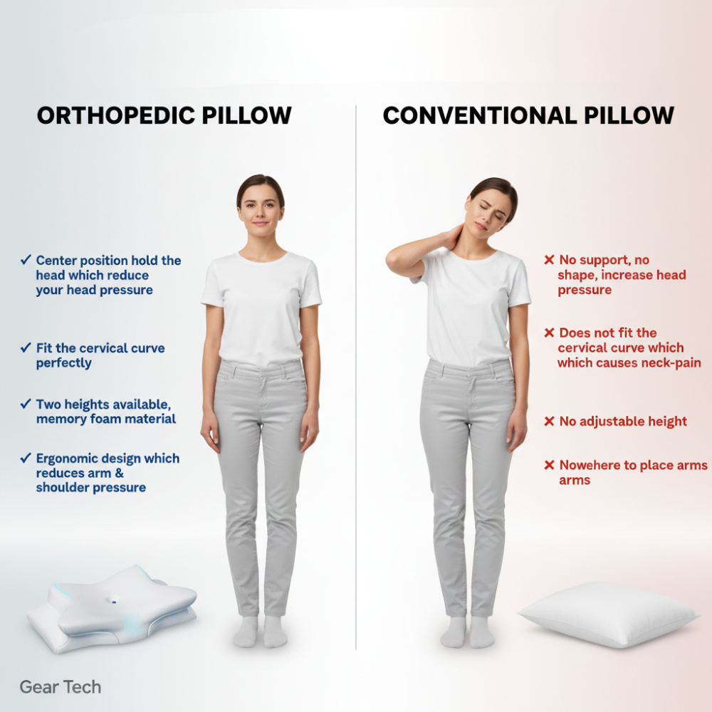 Ergonomisches Schlafkissen | Optimale Unterstützung für Nacken und Kopf | Weiß