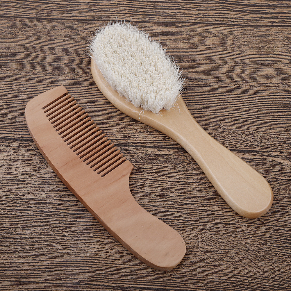 Set of Comb and Brush for Babies – Wooden Hairbrush with Natural Bristles