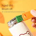 3-in-1 cleaning brush for bottle caps with rubber ring and groove