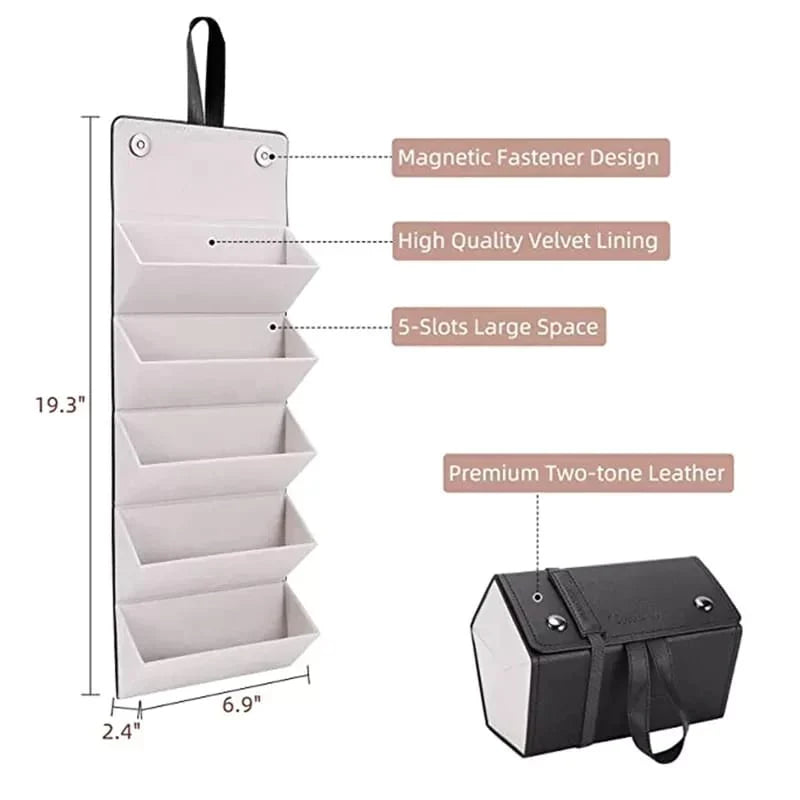 Faltbarer Sonnenbrillen Organizer für Reisen mit 5 Fächern – Lederetui